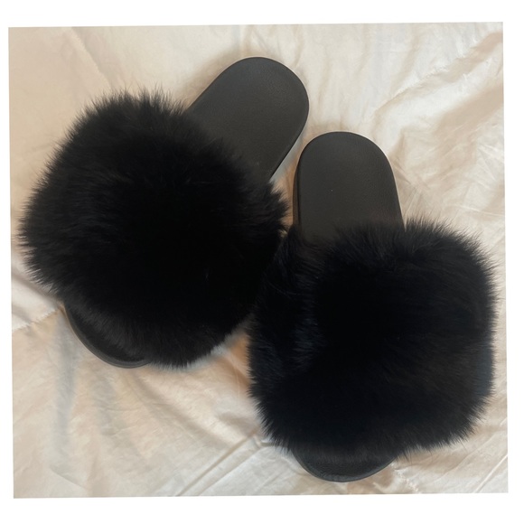 Shoes - Confetti Real Fox Fur Slide